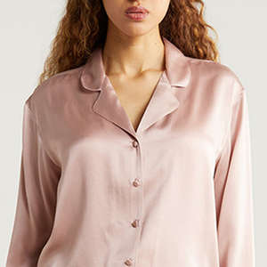 Conjunto de Pijama de Dos Piezas de Seda 100% para Mujer, Camisón Transpirable de Alta Calidad y Camisa de Vestir con Mangas Largas - Product Image 6