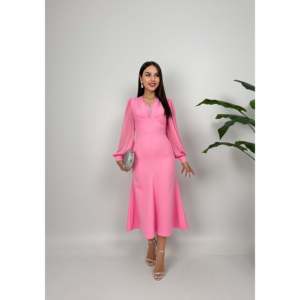 2060 ชุดเดรสผ้าชีฟองซาตินทรงเข้ารูปพร้อมเอวและแขนเสื้อแบบธรรมชาติ - Product Image 3