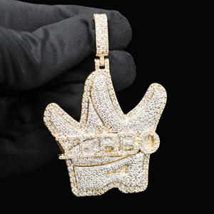 Pendentif Hip Hop personnalisé en acier inoxydable argenté avec diamants CZ glacés - Product Image 3
