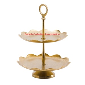 Fancy 3 Tier Hammered Aluminium Cake Stand With Silver Finish Decorative Metal <b>Dessert</b> Serving Tray For Weddings Parties On Sale - Product Image 3