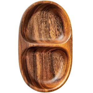 Plato de madera redondo dividido de 5 compartimentos de madera Premium, bandejas para servir postres divididas, platos de 5 secciones de HHO - Product Image 2