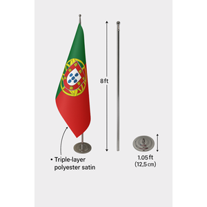 Portugal Official Indoor <b>Flag</b> Custom Satin and Polyester Digital Printed with Aluminum <b>Pole</b> <b>for</b> Display - Product Image 6