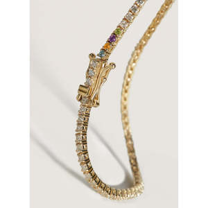 Collier tennis en or jaune 5.0ctw avec pierre de naissance Petite Diana, bijou élégant en diamant - Product Image 2
