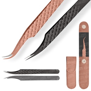 Pinces à extensions de cils en acier inoxydable de haute précision, couleur rouge et noir, toutes les couleurs disponibles, légères - Product Image 4