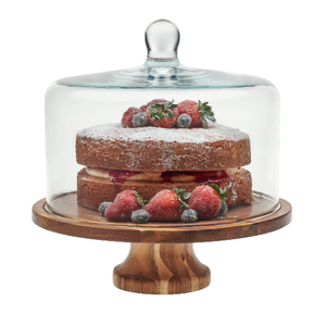 Hot Sell 2026 Wooden Cake Stand with <b>Glass</b> <b>Dome</b> for Cake <b>Display</b> Uses Stand Manufacture in India Lowest Prices - Product Image 1
