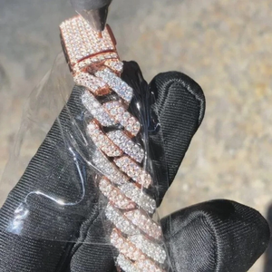 Moissanite Round Cut 10mm Cuban Linking Pulsera unisex en 14K Rose Gold Plated Lujosas joyas creativas Lujosas Cre - Product Image 3