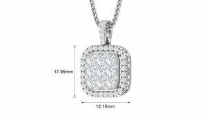 Pendentif halo en or 14 carats et diamants, coupe coussin, pour femmes |   Diamant taille brillant 0,72 carats total - Product Image 2