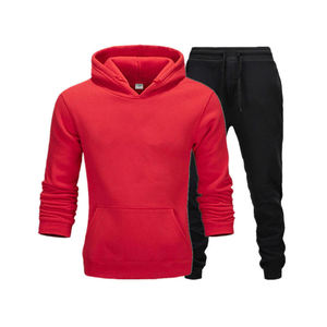 Hot Selling <b>Men's</b> Comfortable 100% Cotton Tracksuit Breathable Cotton Fleece Pullover <b>Hoodie</b> <b>Black</b> Pant Set Plus Size Autumn - Product Image 1