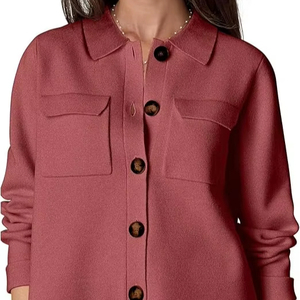 Veste en velours pour femmes à la mode vestes courtes boutonnées sur le devant - Product Image 1