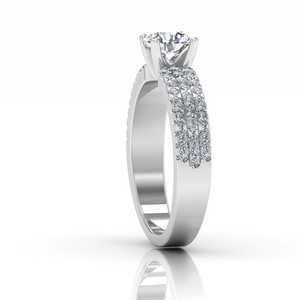 Anillo de Compromiso de Moissanita con Corte Redondo de 3 Hileras, Joyería Elegante para Boda - Product Image 5