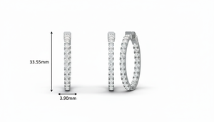 Boucles d'oreilles créoles pour femmes en or 14 carats et diamants ronds brillants naturels de 4 carats (CTTW) à l'intérieur et à l'extérieur - Product Image 2