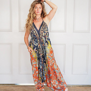 จั๊มสูทแขนกุดผ้าลินินคอวีแขนกุดสำหรับสาวออฟฟิศหรูหรามีกระเป๋าเอวโลหะสีทองตกแต่งฤดูร้อนฤดูหนาว - Product Image 1