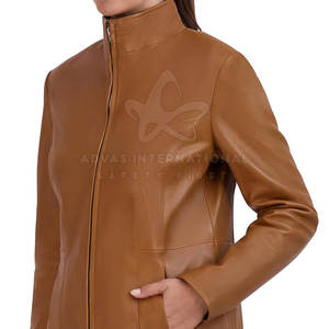 Chaqueta de cuero genuino de Invierno para mujer de mejor diseño con cremallera de moda y transpirable a la venta - Product Image 5