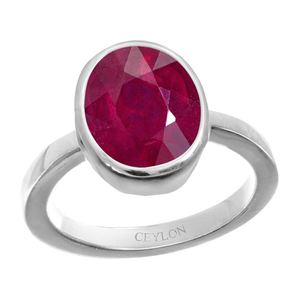 NOVAMART Fine Certified Natural Ruby Oval Cut Manik Fine Jewelry <b>Ring</b> 925 <b>Silver</b> with Rhodium Plating Unisex Statement Style for - Product Image 1