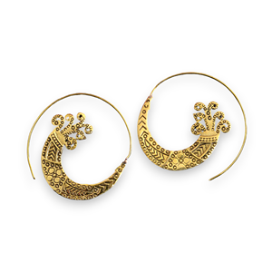 Solid Brass <b>Earrings</b> Gold Filled with Oyster Copper Turquoise Unique Trendy Female Jewelry for Every Day Wear Gold Plated - Product Image 1