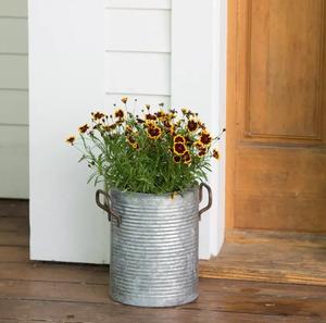 Macetas de flores galvanizadas de hierro de diseño exclusivo, cubos, macetas con asa, decoración para el hogar y el jardín, macetas redondas - Product Image 4