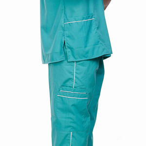 Venta caliente de los hombres de media manga de algodón azul uniformes de laboratorio Hospital Doctor trajes para adultos con pantalón OEM modelo de hombres Scrubs - Product Image 5