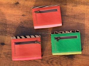 Nueva llegada de cuero de piel con estampado de animales reciclados embragues de mujer elegante Stubby Rainbow Color multiusos monedero ATM tarjetero carteras - Product Image 5