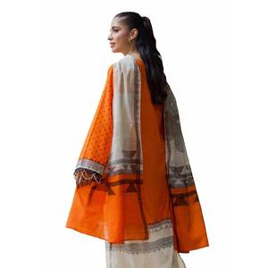 Ensemble décontracté 3 pièces en coton imprimé non cousu, coupe ample, longueur ras du sol, style ethnique pakistanais Anarkali Salwar SD-42021 - Product Image 3