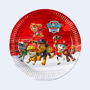 Piatti rotondi usa e getta in carta Paw Patrol 23 cm 6 pezzi Forniture per feste Compleanno bambini - Product Image 1