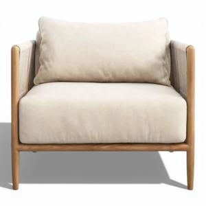 Fauteuil d'appoint en corde tressée, minimaliste, en teck, écologique, fauteuil individuel en tissu, salon, centre commercial, hôtel, villa - Product Image 5