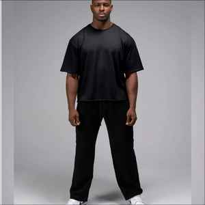 Camiseta de algodón para hombre, camiseta de hombro caído de gran tamaño, camiseta de hombro caído, camisetas de algodón 100% y de peso pesado, precio barato al por mayor - Product Image 3