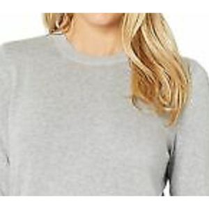 Maglione da donna Michael Kors grigio con orlo a bottone, taglia XL, stile casual, con colletto a fiocco e applicazioni, in tessuto traspirante, per l'autunno - Product Image 2