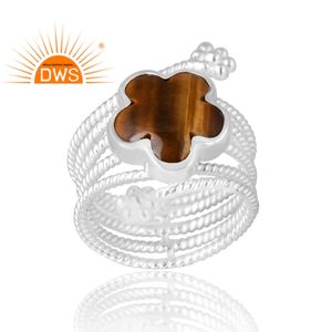 Vente chaude 925 argent Sterling naturel oeil de tigre jaune bague en pierres précieuses bijoux personnalisés pour les femmes cadeau pour elle - Product Image 1