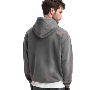 Sudadera con Capucha Extra Grande para Hombre, Color Gris Sólido, Algodón French Terry, Estilo Casual con Bolsillo Frontal, Sudadera Urbana para Hombre - Product Image 2