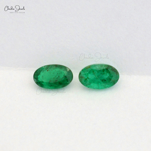 ผู้จำหน่ายโดยตรงจากธรรมชาติ zambian Emerald s.d. พลอย5X3MM ทรงหลวมสีเขียวมรกตเทียบขนาดทรงวงรี - Product Image 1