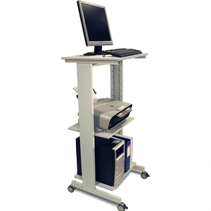 Mobile <b>PC</b> Work <b>Table</b> H118xW60xD50cm Light Grey RAL 7035 - Product Image 3
