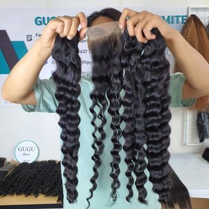 Extensiones de cabello humano vietnamita crudo recto de hueso al por mayor rizado onda profunda suelta para paquete de encaje sin enredos No - Product Image 3