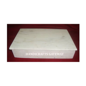 Boîte à bijoux simple de marbre blanc Fait à la main Surface lisse et brillante Forme rectangulaire Utilisation de couleur blanche Cadeau à des fins commerciales - Product Image 1