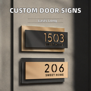 Plaques de porte en acier inoxydable illuminées, numéros de maison modernes, écologiques, personnalisés pour villas, hôtels, bureaux - Product Image 2