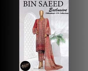 Ssumaira Collection Chikenkari Juego de 3 piezas Shalwar & Dupatta con estampado elegante Lawn Party Wear Marca BINSAEED - Product Image 6