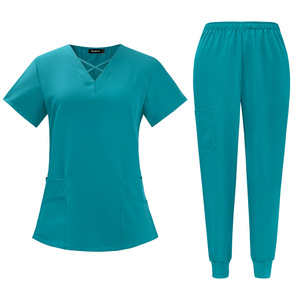 Tenues médicales personnalisées pour femmes avec logo, en tissu tissé couleur figue, uniformes pour femmes - Product Image 6