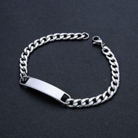 Pulsera Personalizada de Acero Inoxidable 18K PVD, Brazalete de Barra con Cadena Curb, Logotipo Grabado Personalizado, Joyería para Hombre