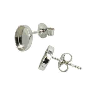 Sólido hecho a mano 925 Plata de Ley forma ovalada punta en blanco ajuste Collet 4x6 MM bisel taza pendiente joyería fina fabricación - Product Image 1