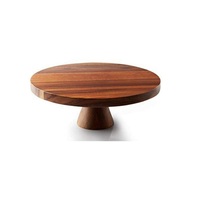 Support à gâteau en bois IQBAL COLLECTION, design moderne à 2 niveaux, rond, avec détails sculptés à la main, finition brossée, certifié CE