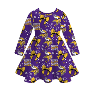 OEMベビーキッズ幼児女の子秋春サッカーゲームソフト竹繊維聖人テネシー回転ドレスカスタマイズ子供服 - Product Image 3