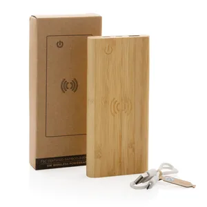 Power Bank Wireless Sostenibile in Bambù da 8000mAh, Ottimo per Promozioni - Product Image 5