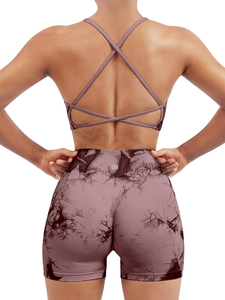 Ensemble d'entraînement respirant sans couture pour femme Soutien-gorge de sport à bretelles et short taille haute avec fonction de séchage rapide - Product Image 4