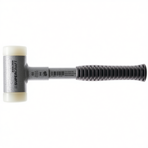 Marteau à percussion Supercraft à face souple, longueur 335 mm, diamètre de la tête 70 mm, tube en acier sans recul, nylon dur blanc HALDER - Product Image 3