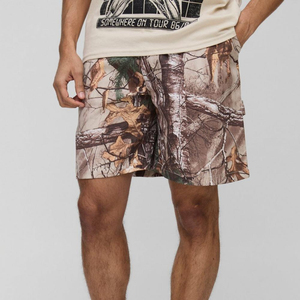 Pantalones Cortos Deportivos Transpirables con Estampado de Moda para Hombre, Cintura Elástica Media, Logotipo Personalizado y Bordado, 100% Algodón Felpa, Servicio OEM - Product Image 1