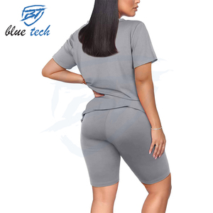 Ensemble de shorts de yoga de remise en forme de gymnastique d'été pour femmes Shorts de motard personnalisés en gros avec des motifs solides et imprimés - Product Image 3