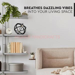 Sphère décorative Black & Gold Iron Band Objet noir métallique pour la décoration de salon Fabricant d'aluminium - Product Image 3