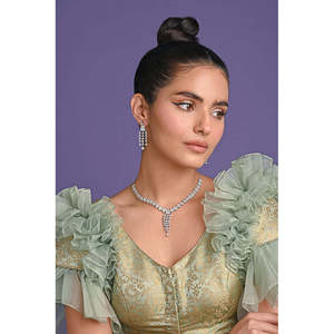 Juego de Collar de Plata de Ley 925 de Primera Calidad para Mujer, Estilo Bonito con Perlas y Diamantes como Piedras Principales, para Regalo, Fiesta, Compromiso, Aniversario - Product Image 5