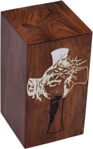 Rosewood <b>Urn</b> for Human Ashes - Cetlic cross And jesus Face Wooden Box - Personalized Cremation <b>Urn</b> for Ashes Handcrafted <b>Large</b> - Product Image 6
