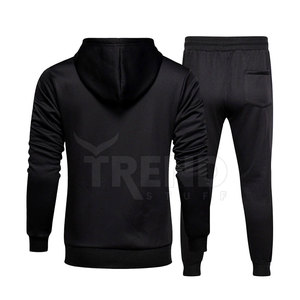 Chándal de invierno para correr con logotipo impreso personalizable y elegante para hombre, conjunto de algodón 100% transpirable con cremallera superior de alta calidad - Product Image 3