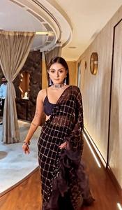 Estilo indio Glamoroso Alta demanda Fancy Butterfly Mono Net Saree Lo último en moda para fiestas Venta de ropa nupcial impresionante - Product Image 3